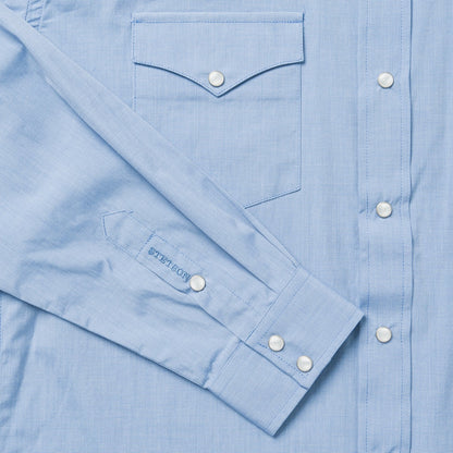 Blue End On End Solid Shirt Men
