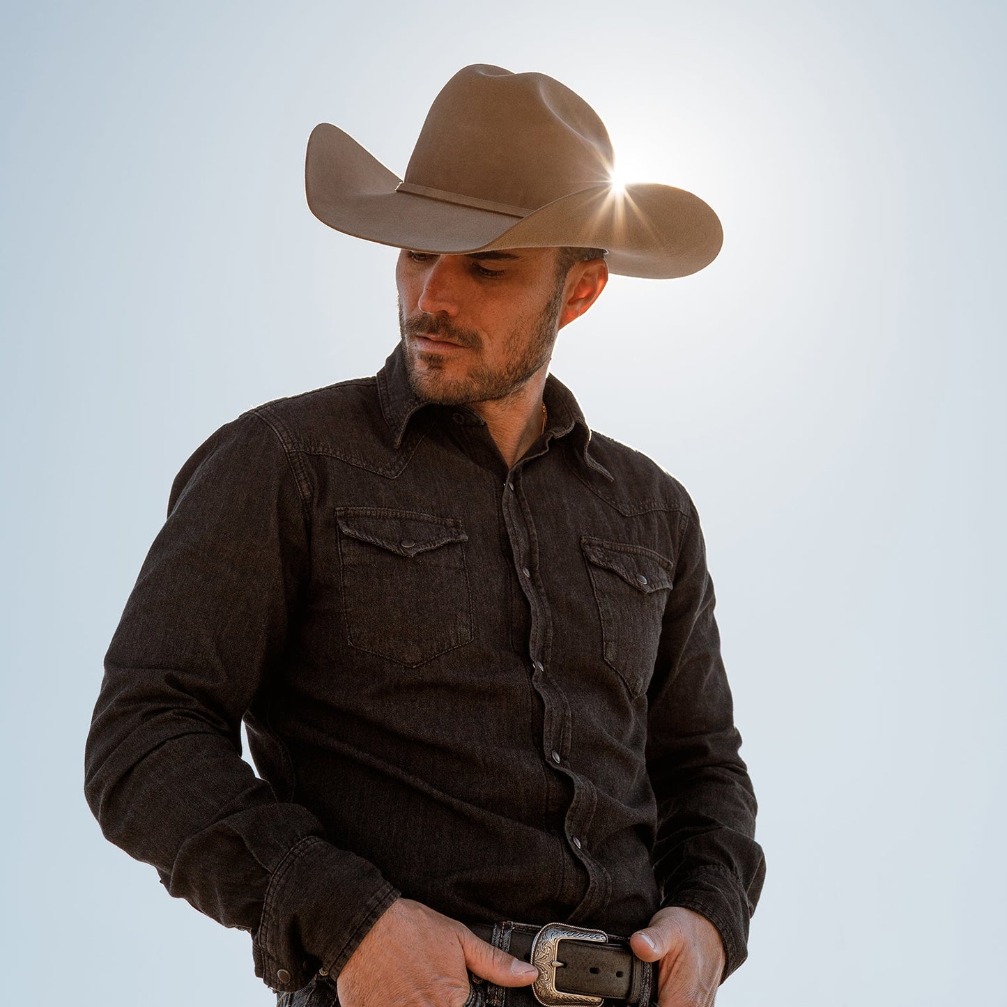 Modern Denim Western Shirt Men