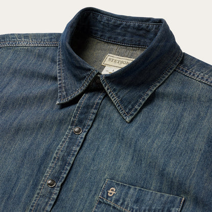 Dark Denim Western Shirt Men
