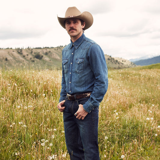 Medium Blue Denim Shirt Men