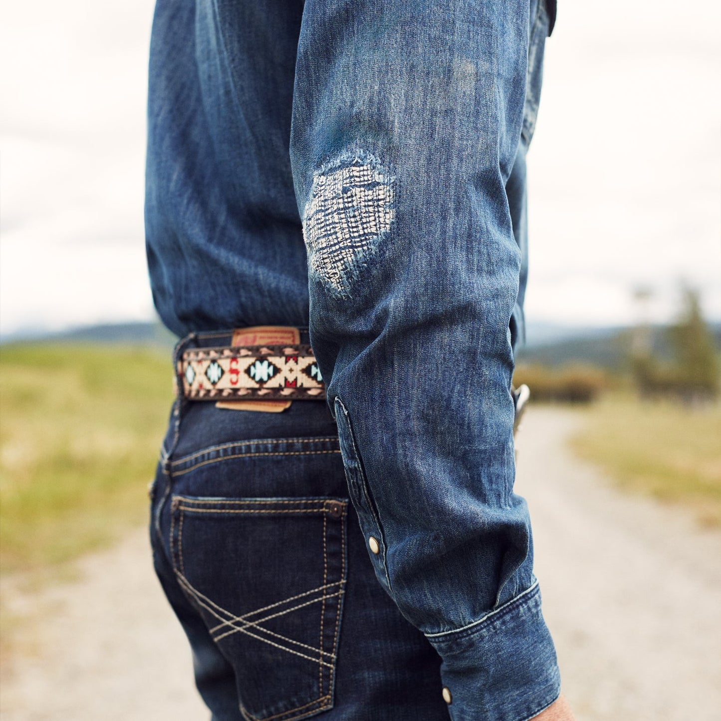 Medium Blue Denim Shirt Men