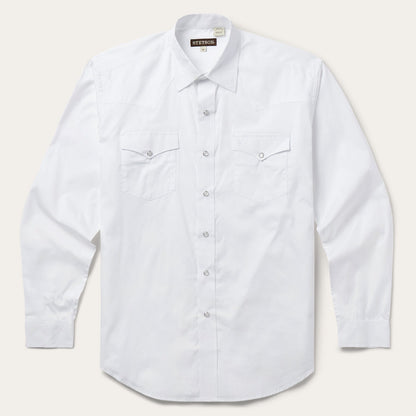 White Pinpoint Oxford Western Shirt Men