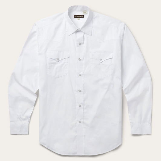 White Pinpoint Oxford Western Shirt Men