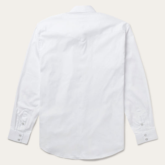 White Pinpoint Oxford Western Shirt Men