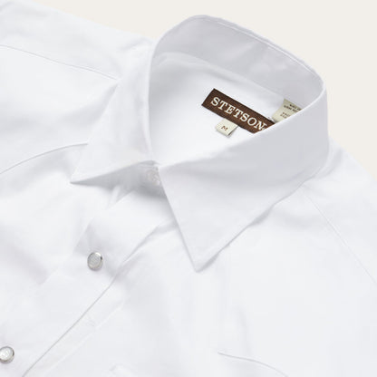 White Pinpoint Oxford Western Shirt Men