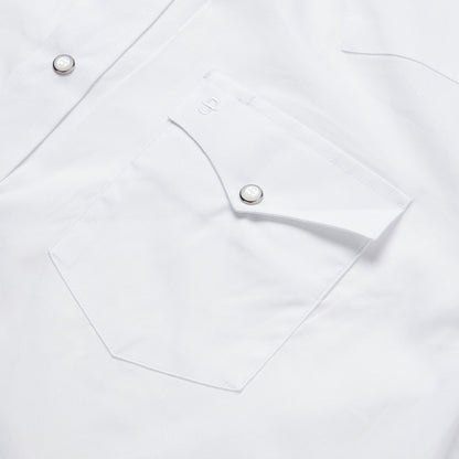 White Pinpoint Oxford Western Shirt Men