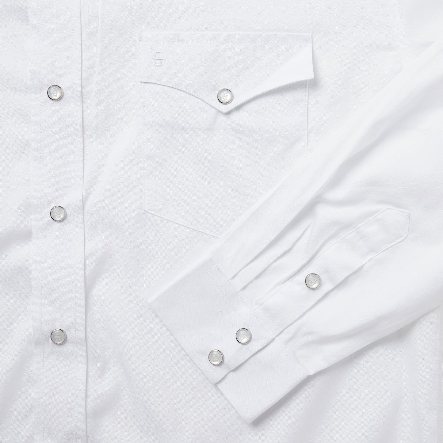 White Pinpoint Oxford Western Shirt Men
