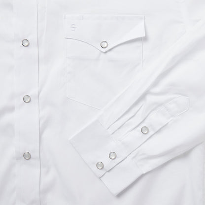 White Pinpoint Oxford Western Shirt Men