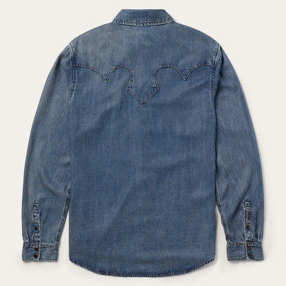Retro Denim Western Shirt Men