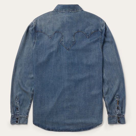 Retro Denim Western Shirt Men