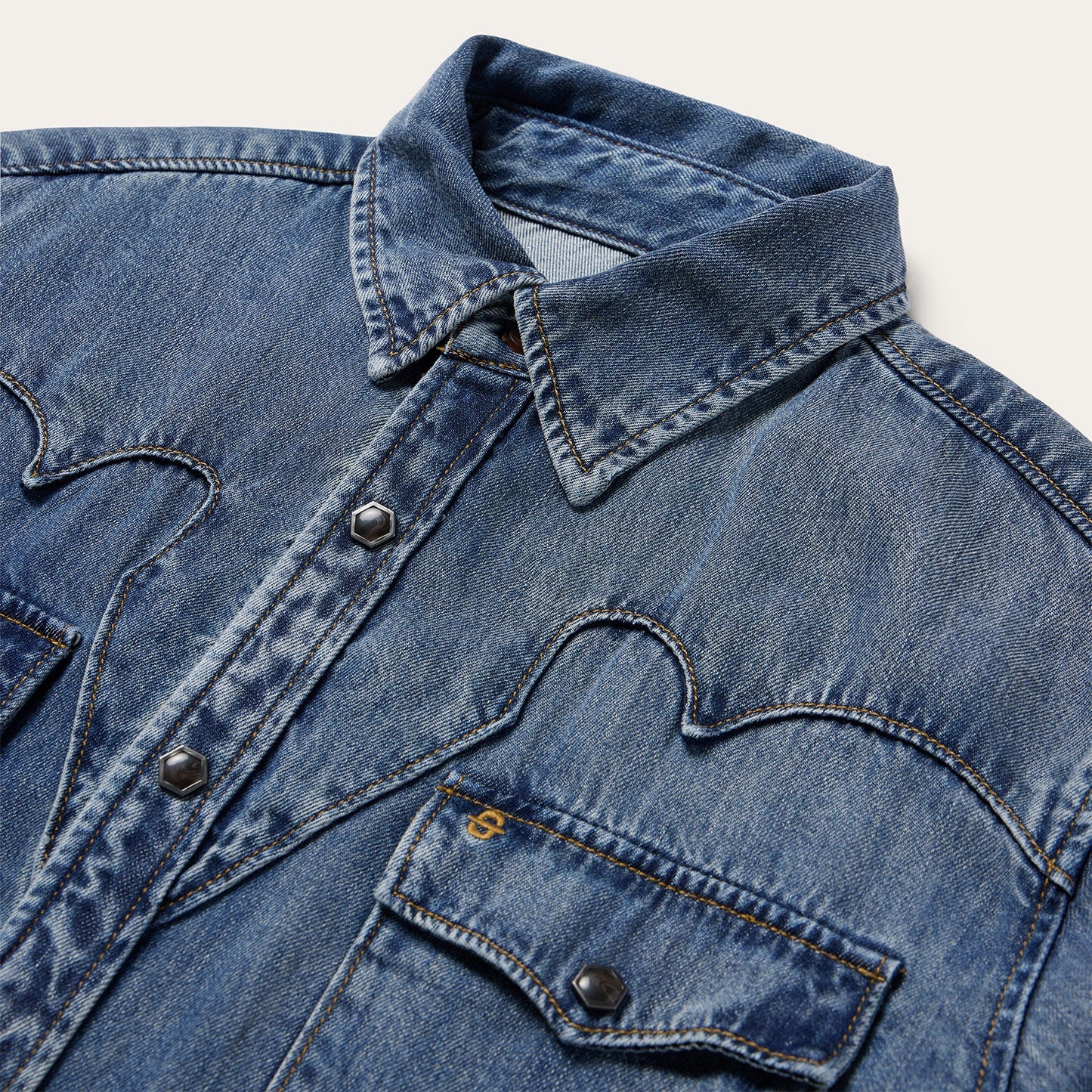 Retro Denim Western Shirt Men
