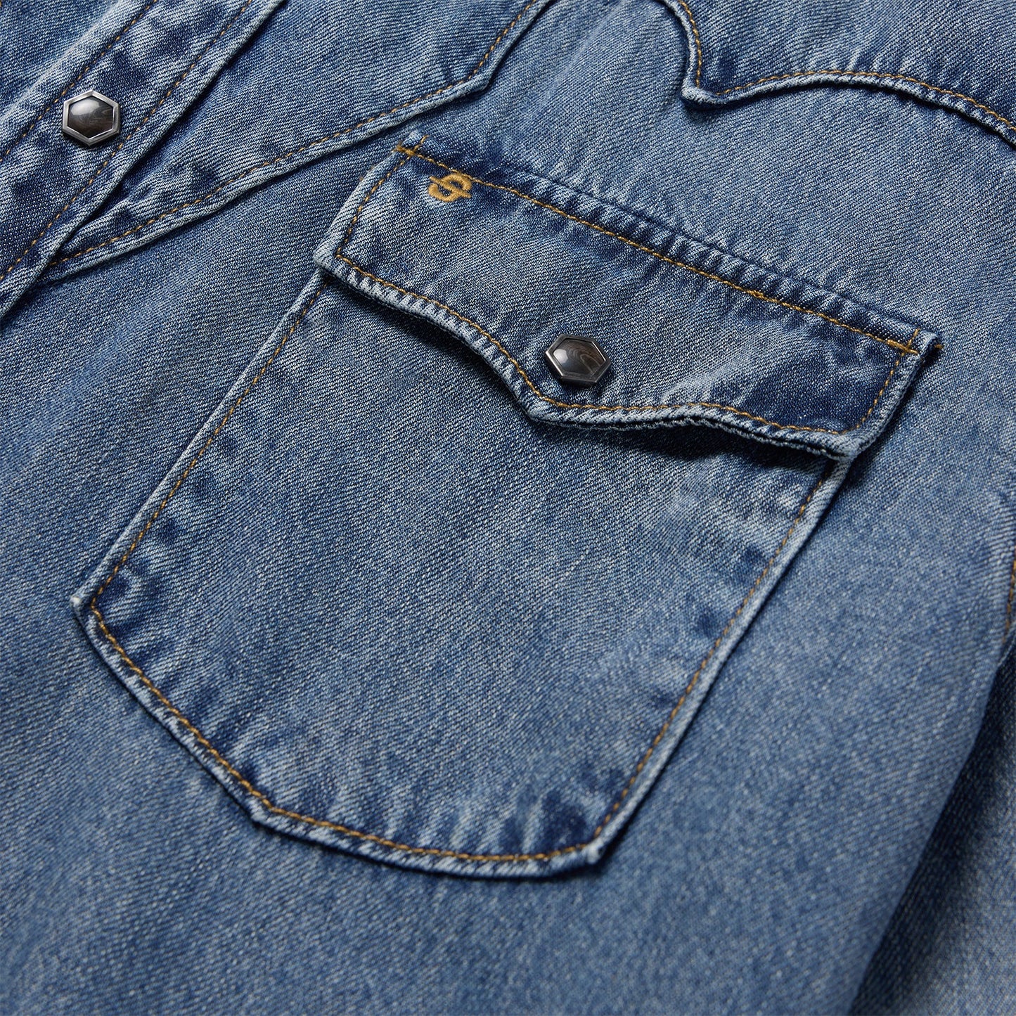 Retro Denim Western Shirt Men