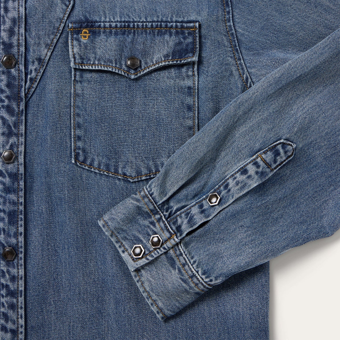 Retro Denim Western Shirt Men