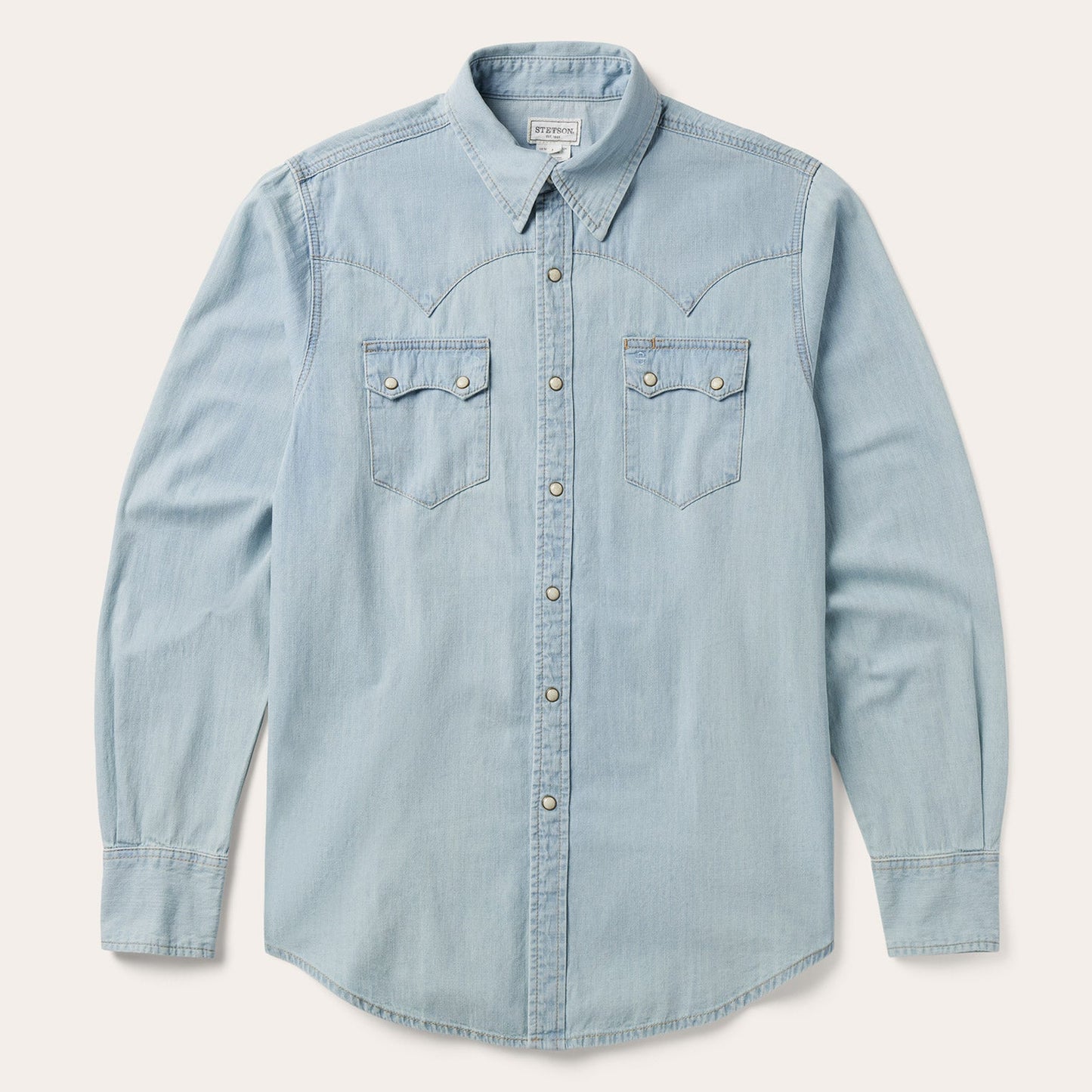 Light Blue Denim Western Shirt Men
