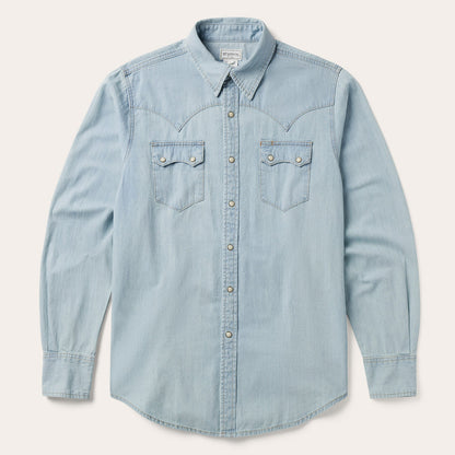 Light Blue Denim Western Shirt Men