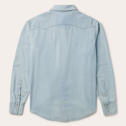 Light Blue Denim Western Shirt Men