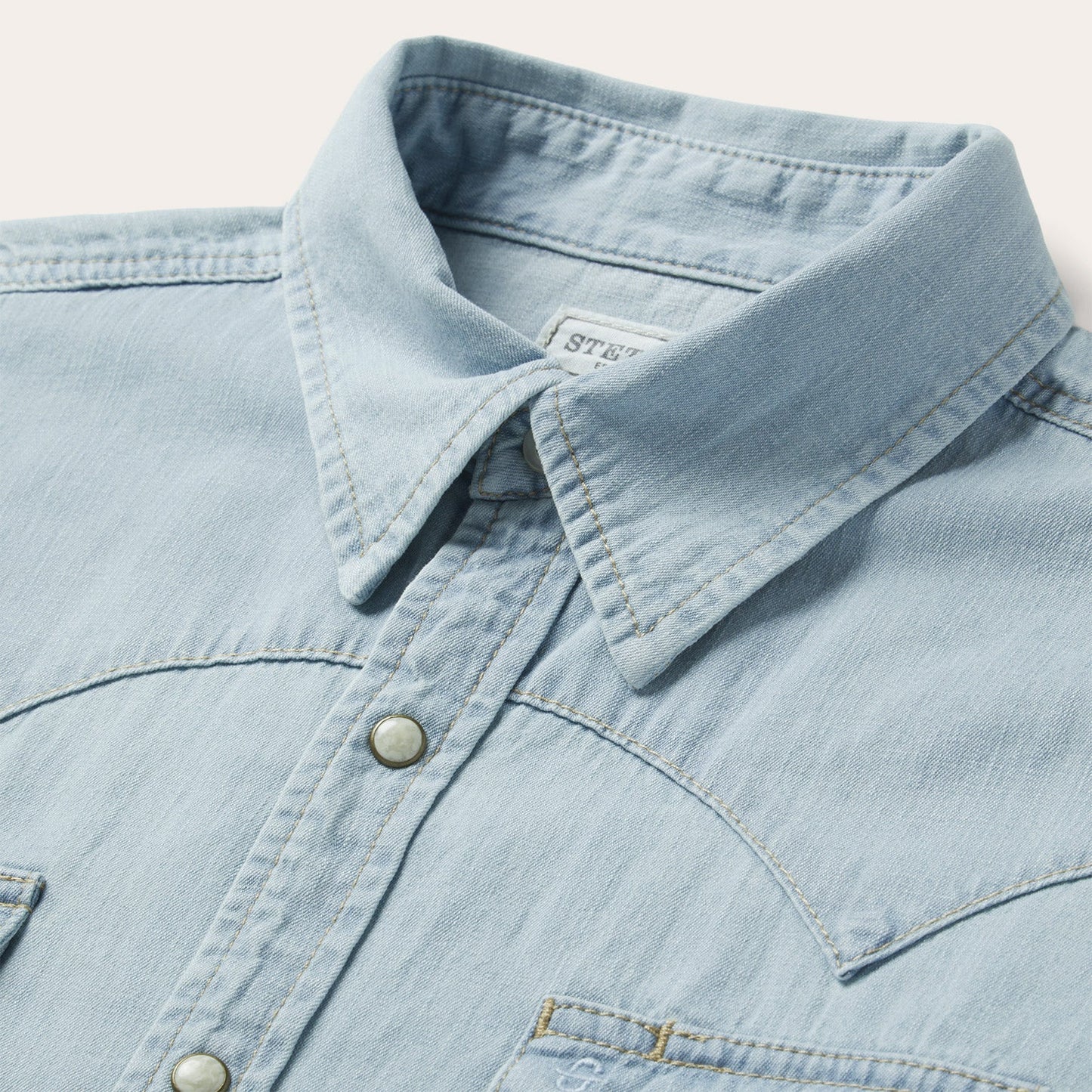 Light Blue Denim Western Shirt Men