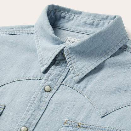 Light Blue Denim Western Shirt Men