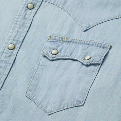 Light Blue Denim Western Shirt Men