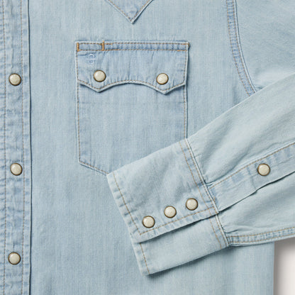 Light Blue Denim Western Shirt Men