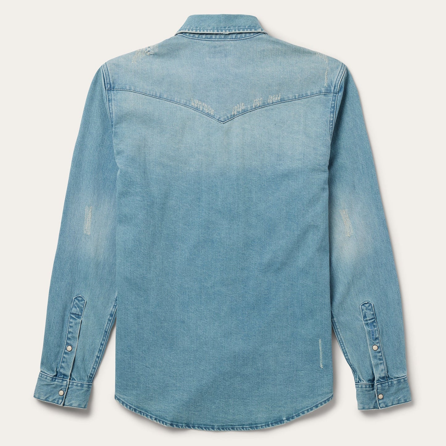 Distressed Denim Western Shirt Men