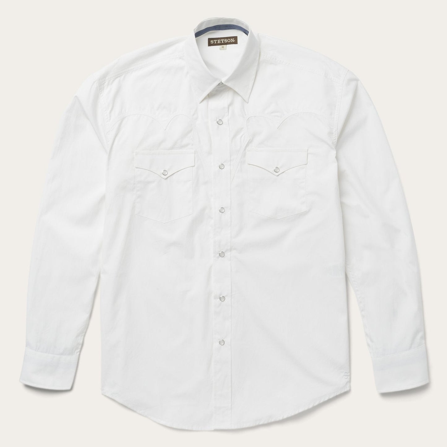 Classic Solid Snap Poplin Shirt In Optic White Men