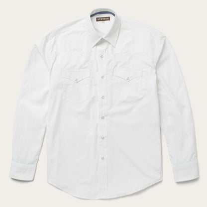 Classic Solid Snap Poplin Shirt In Optic White Men