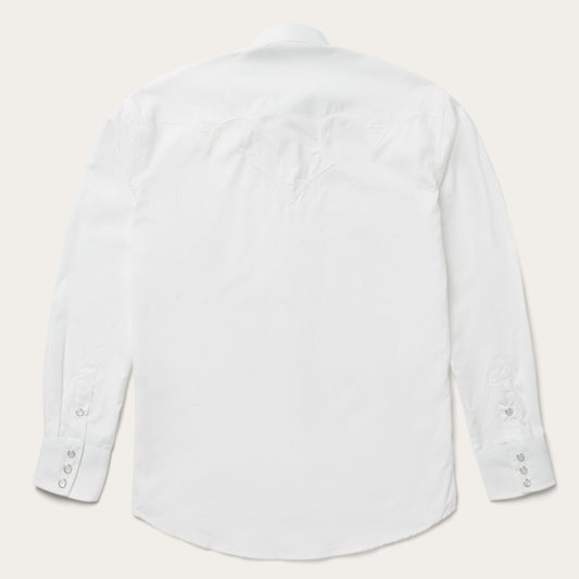Classic Solid Snap Poplin Shirt In Optic White Men