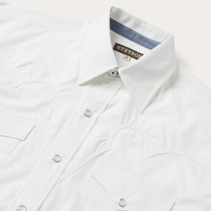 Classic Solid Snap Poplin Shirt In Optic White Men
