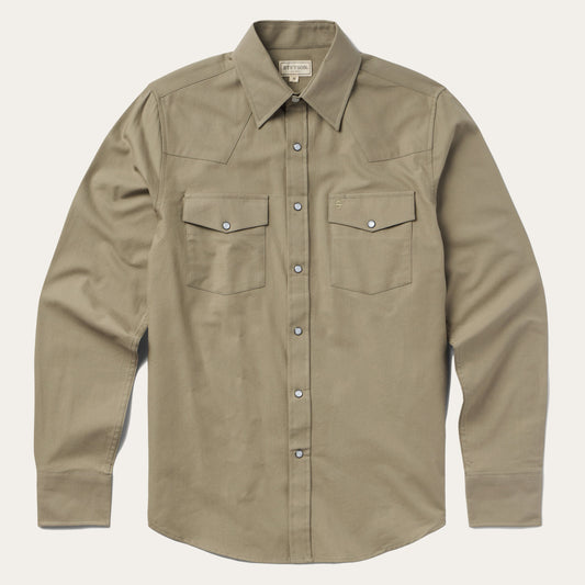 Olive Oxford Western Shirt Men