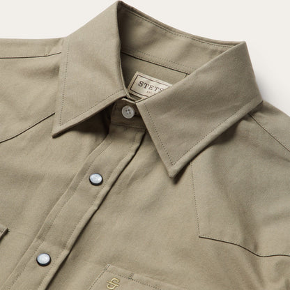 Olive Oxford Western Shirt Men