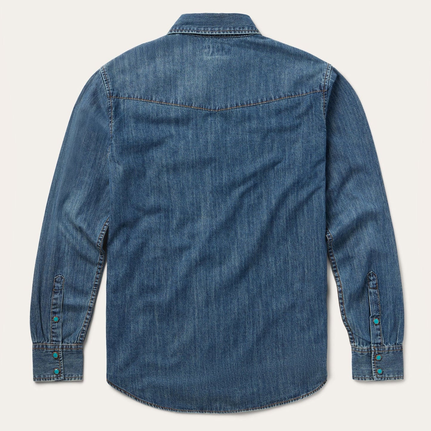 Turquoise Snap Lightweight Denim Shirt Men