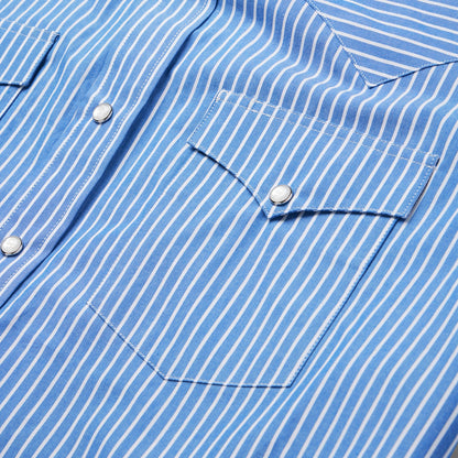 Blue Western Stripe Shirt Men