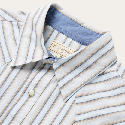 Ombre Stripe Western Shirt Men
