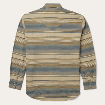 Blue Stripe Flannel Western Shirt Men