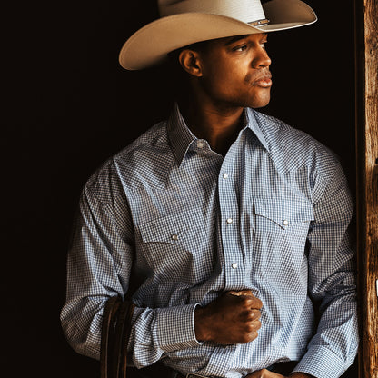 Two Stripe Check Western Shirt Men