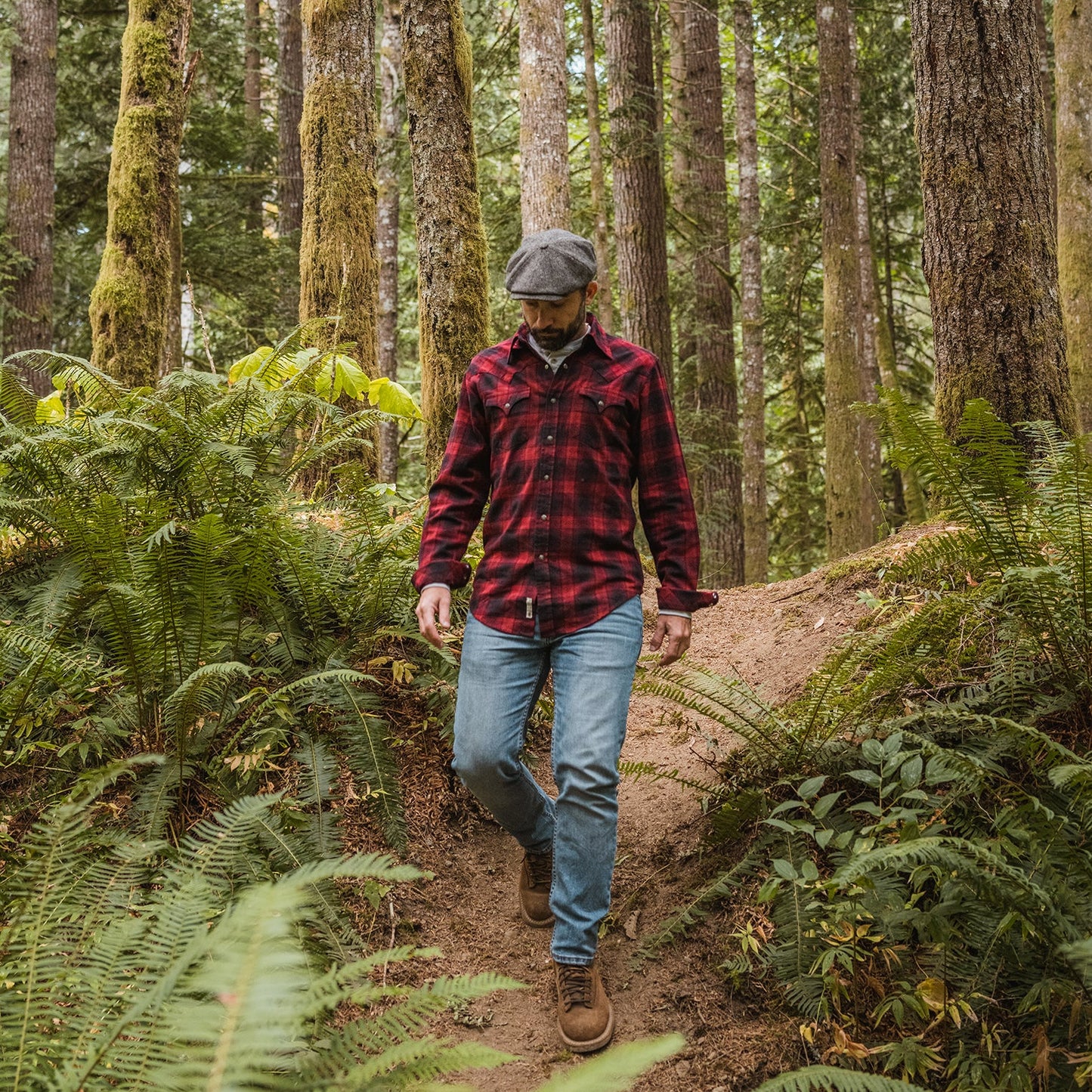 Brushed Twill Plaid Shirt Men