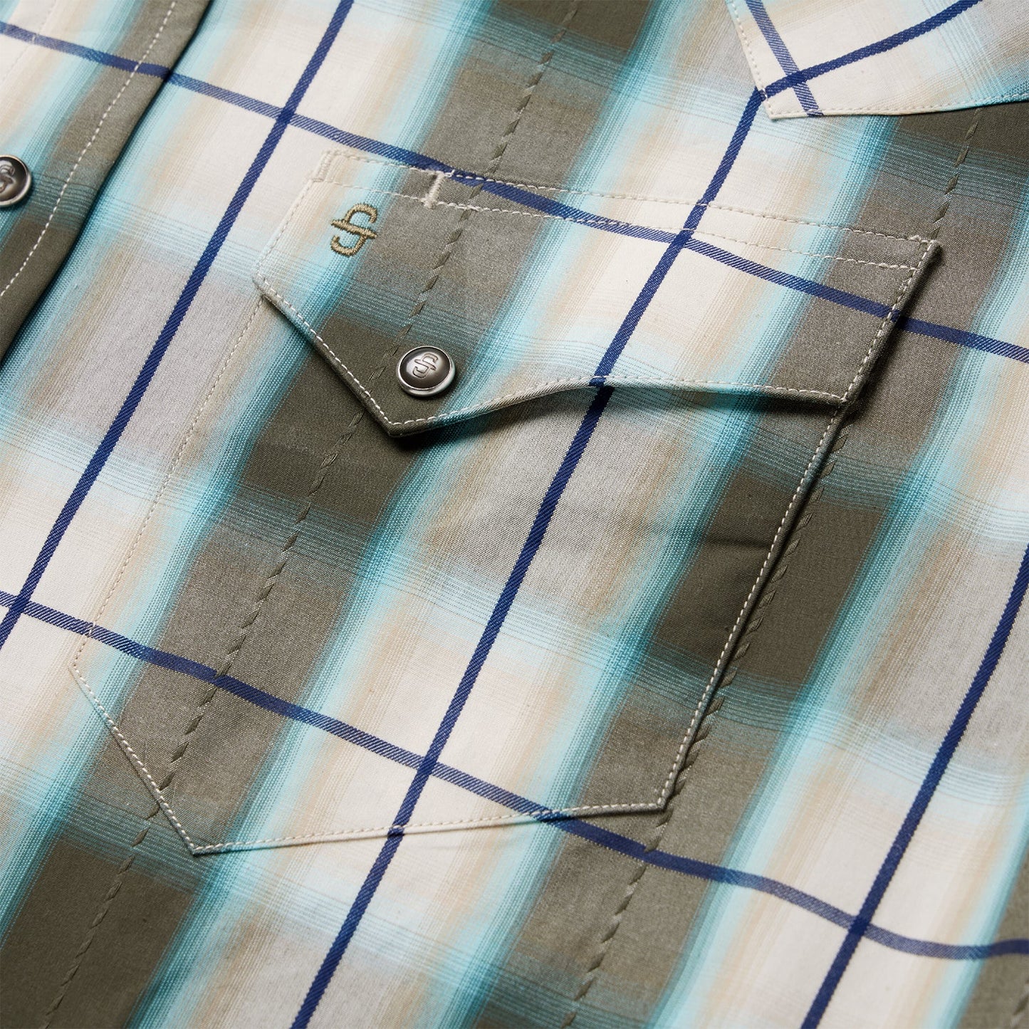 Olive Ombre Plaid Western Shirt Men