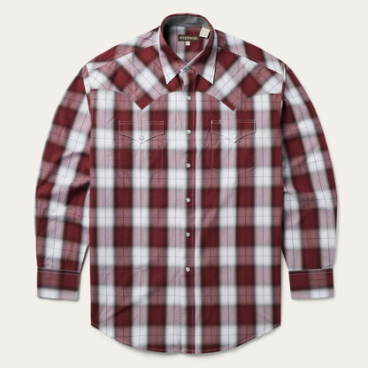 Shadow Plaid Western Shirt Men