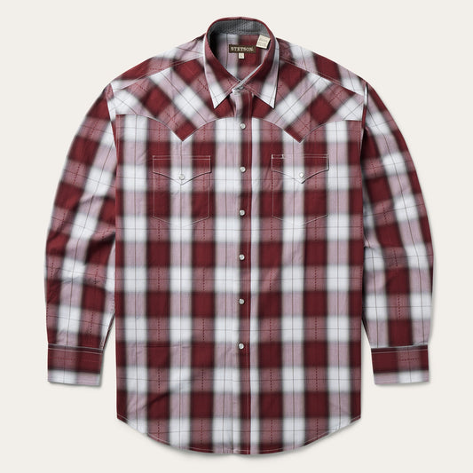 Shadow Plaid Western Shirt Men