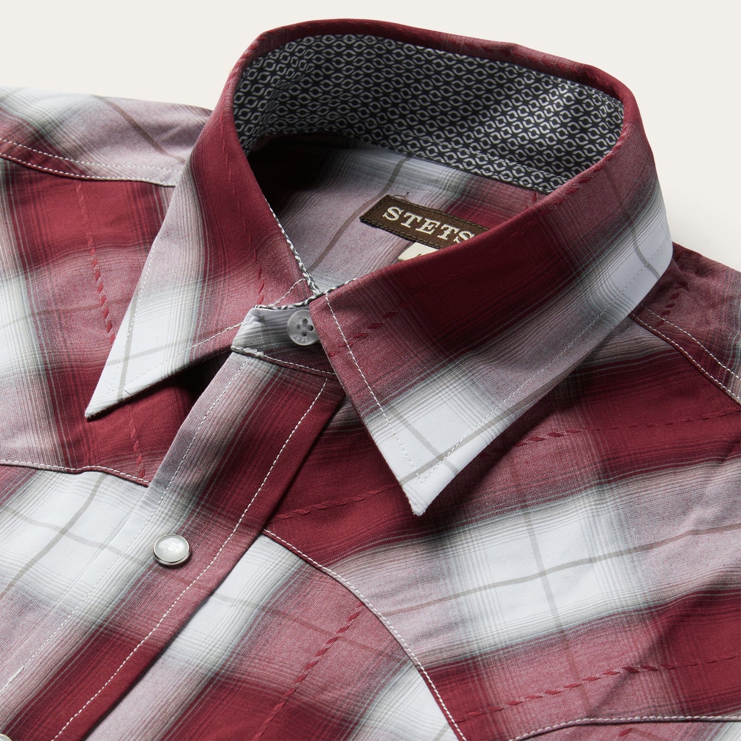 Shadow Plaid Western Shirt Men