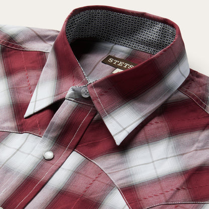Shadow Plaid Western Shirt Men