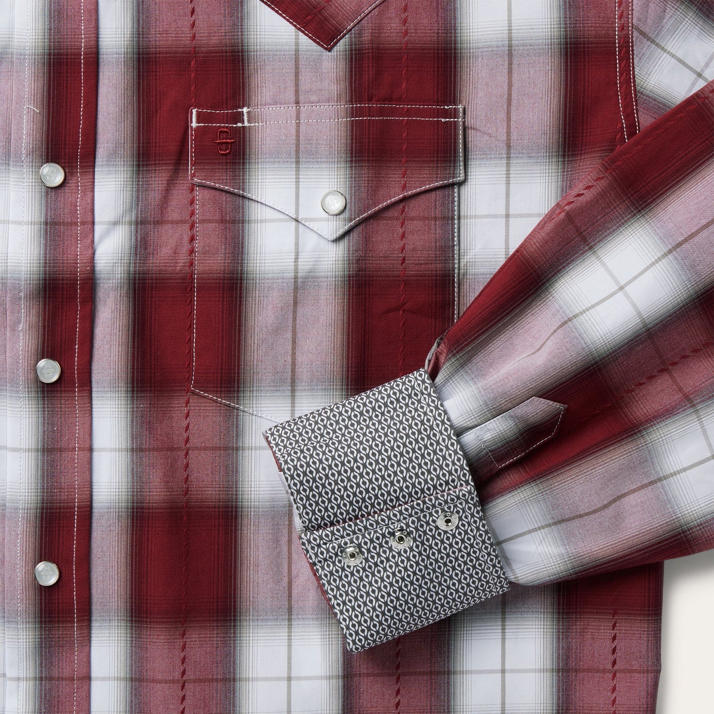 Shadow Plaid Western Shirt Men