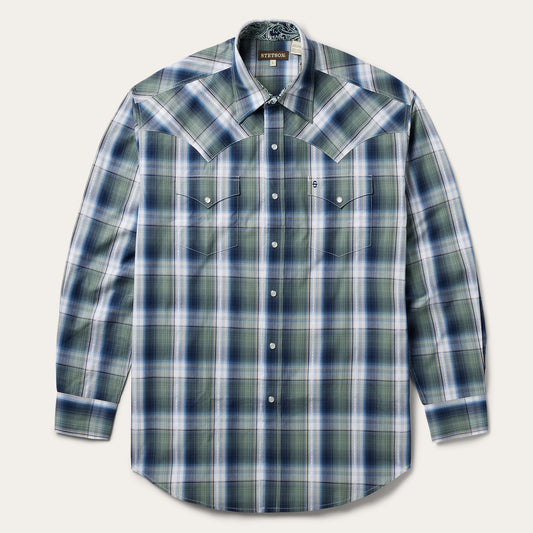 Lucky Diamond Plaid Western Shirt Men