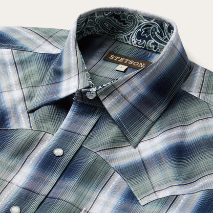 Lucky Diamond Plaid Western Shirt Men