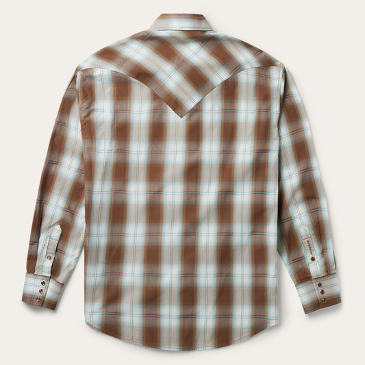 Sand Ombre Plaid Western Shirt Men