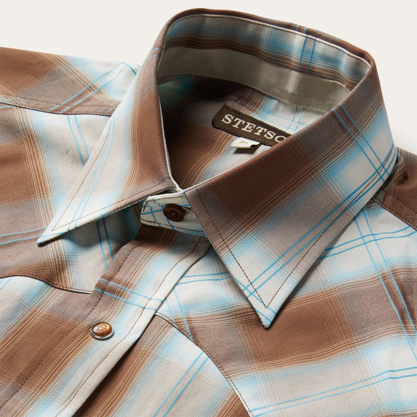 Sand Ombre Plaid Western Shirt Men