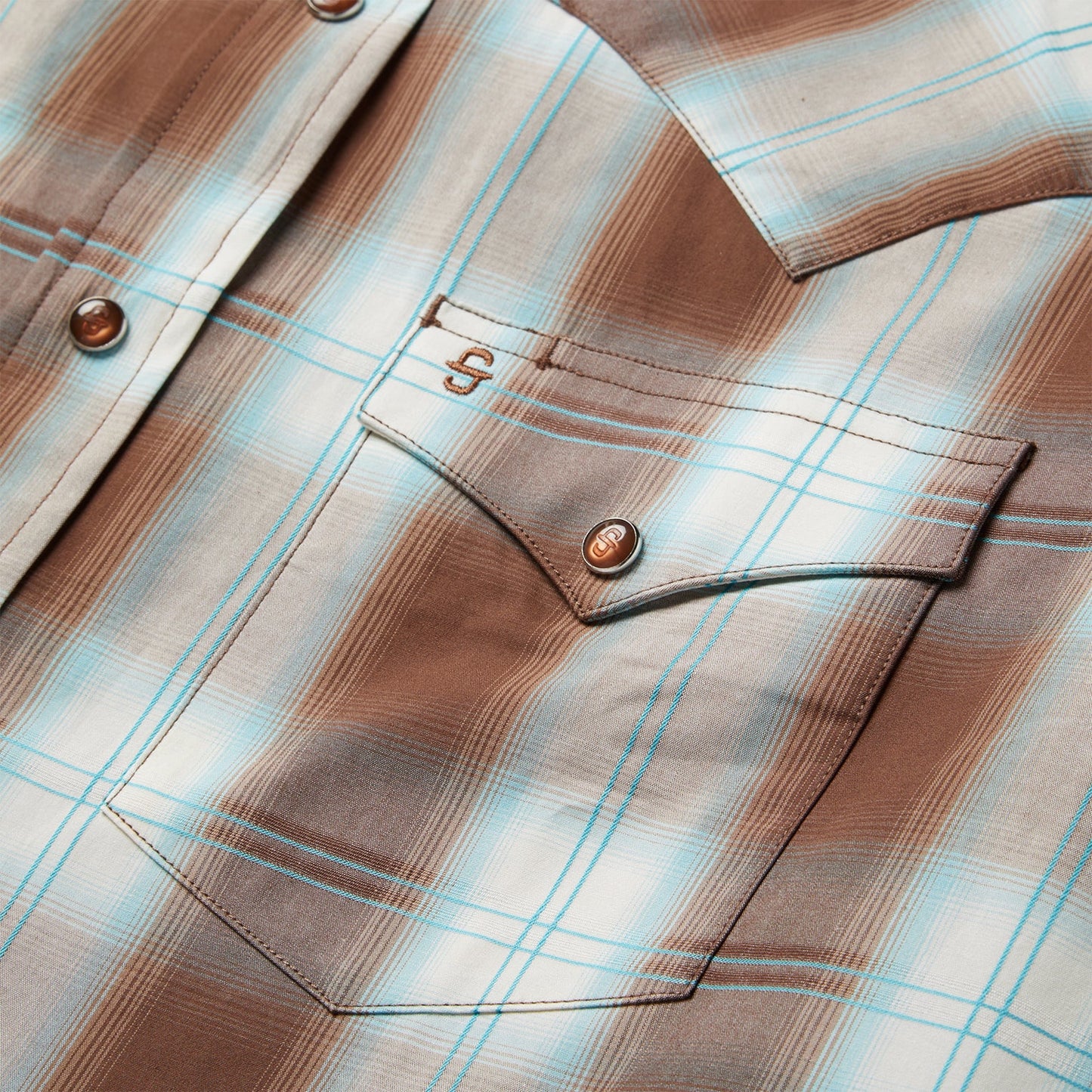 Sand Ombre Plaid Western Shirt Men