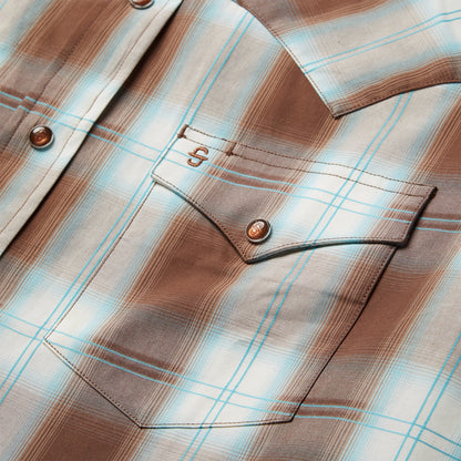 Sand Ombre Plaid Western Shirt Men