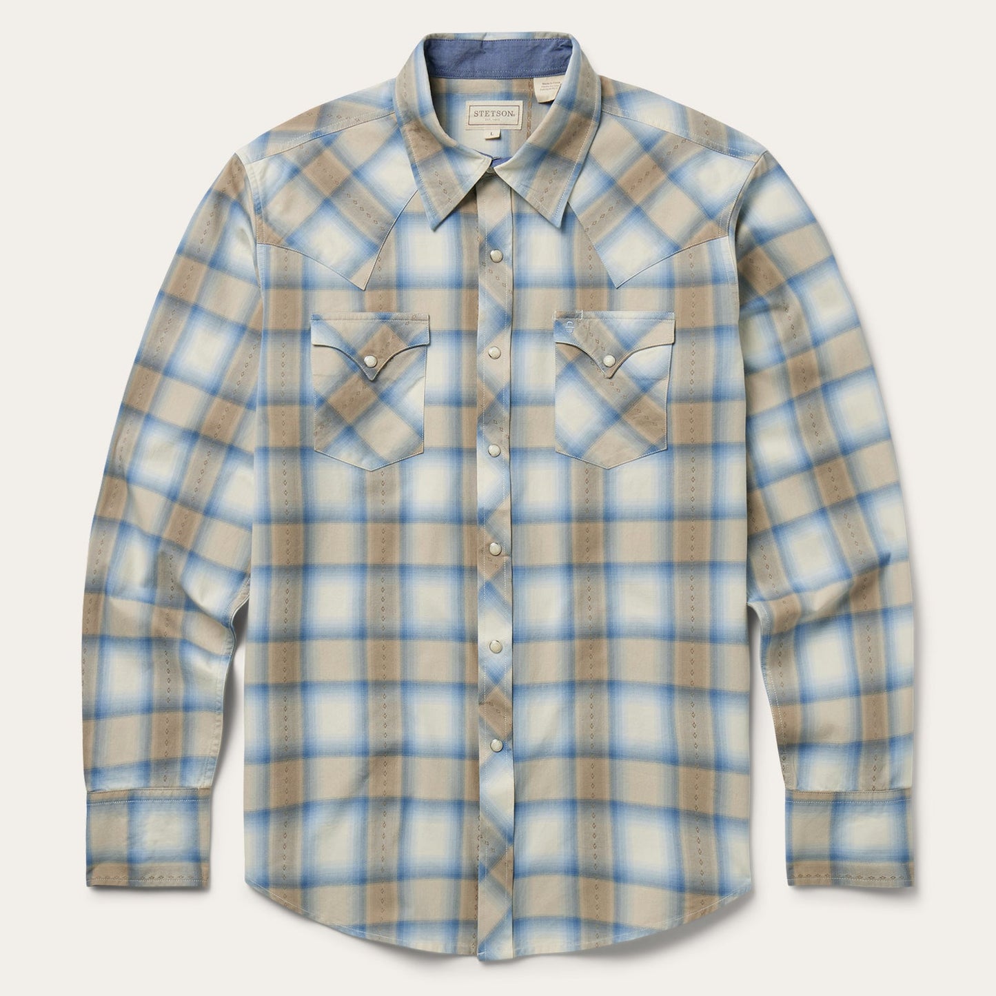Sand Plaid Dobby Western Shirt Men